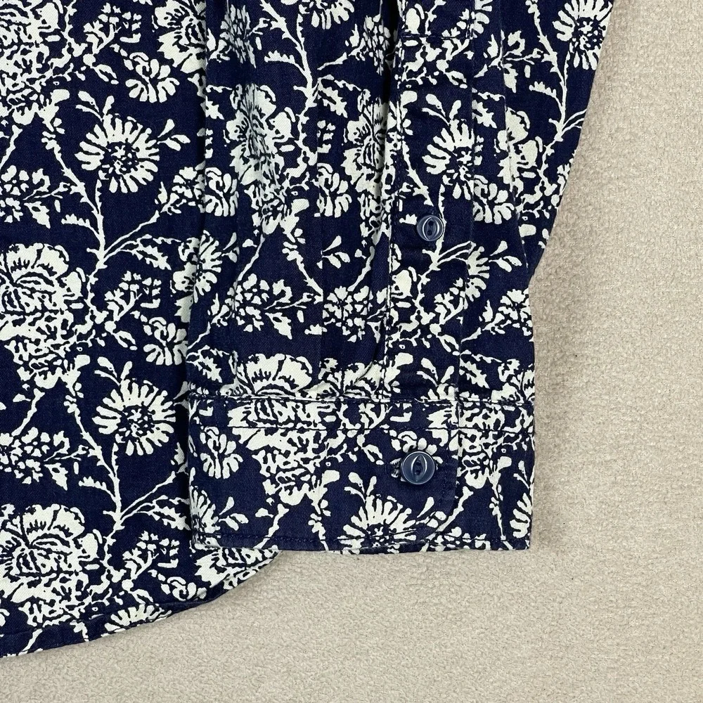 Ed Hardy Button Down Mens XL EHSH0608 Navy Blue Floral Long Sleeve EUC